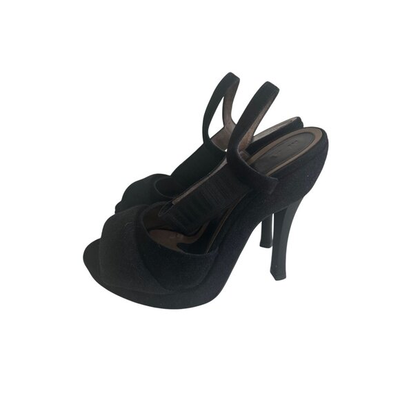 MARNI Black Suede Platform Slingback Heels Size 37 / 7 - Picture 4 of 12